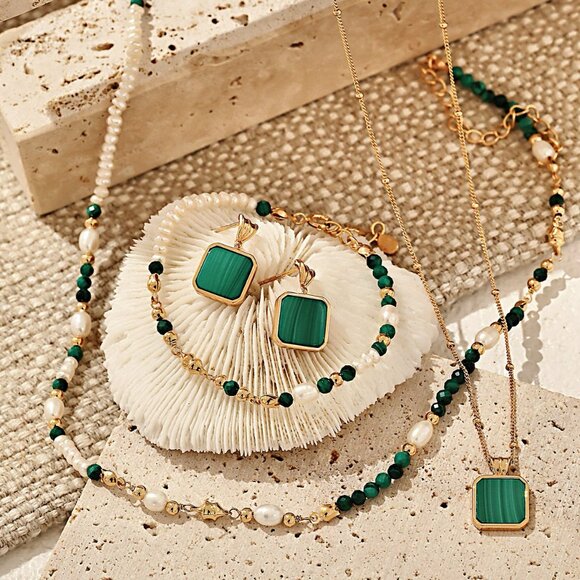 💚 Artisan Original Design Genuine Malachite Drop Earrings | Sterling Silver - Picture 6 of 6